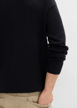 Pull col rond doux en coton mélangé, loose