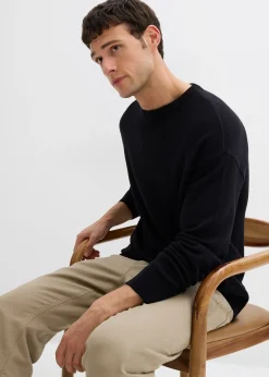 Pull col rond doux en coton mélangé, loose