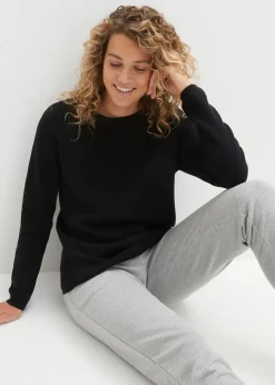 Pull col rond en maille milano côtelée