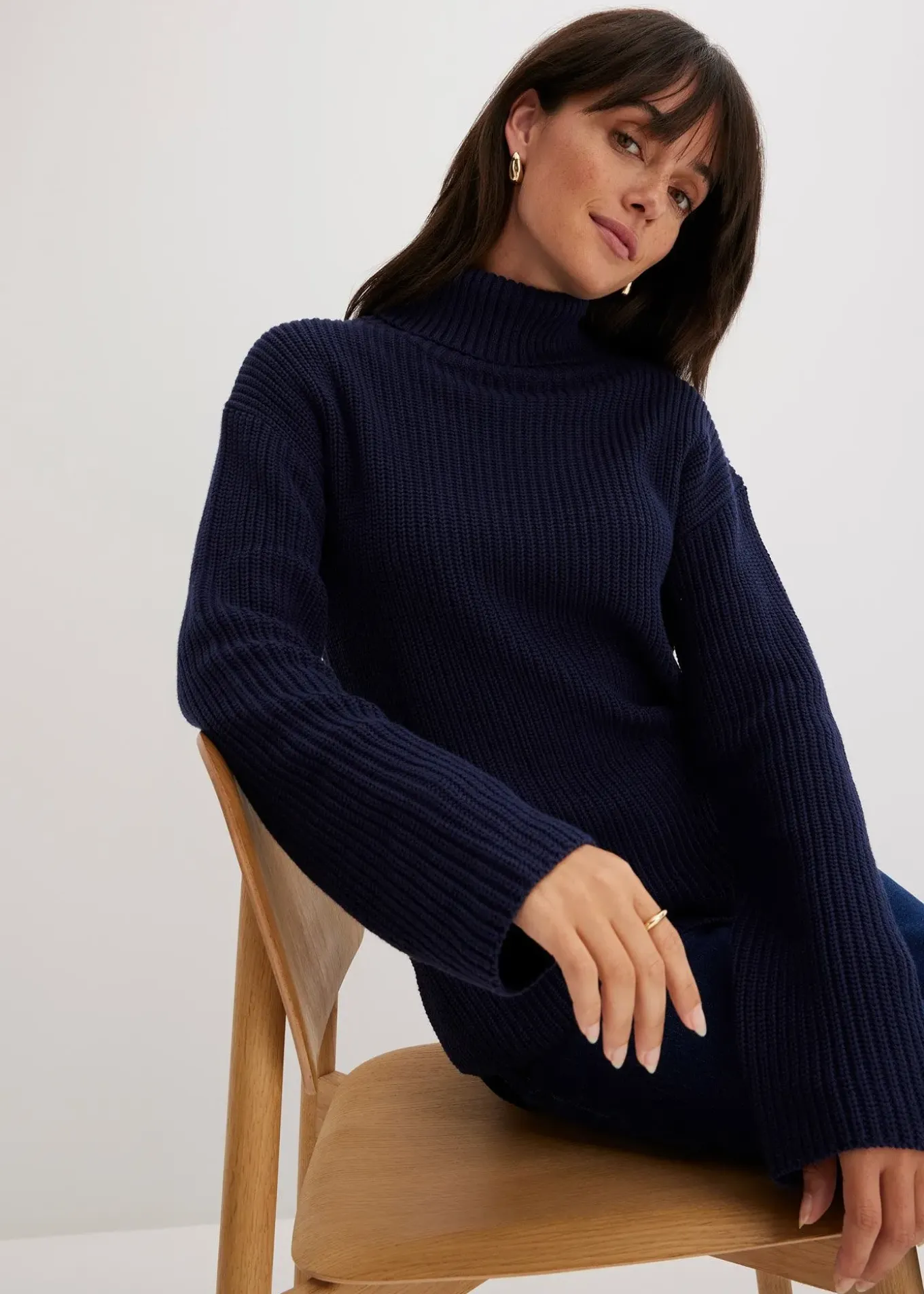 Pull col roulé 100% coton