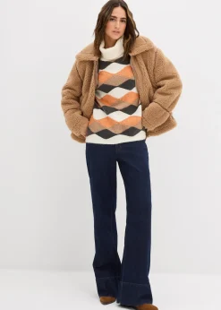 Pull col roulé à motif graphique