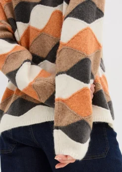 Pull col roulé à motif graphique