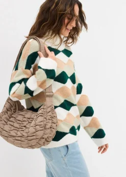 Pull col roulé à motif graphique