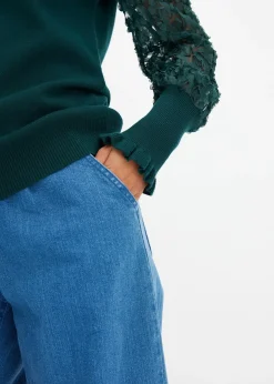 Pull col roulé avec manches en mousseline