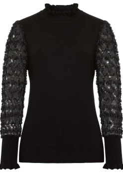 Pull col roulé avec manches en mousseline