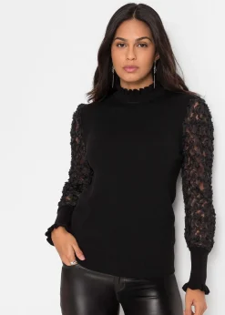 Pull col roulé avec manches en mousseline