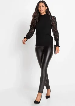 Pull col roulé avec manches en mousseline