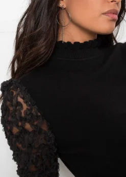 Pull col roulé avec manches en mousseline