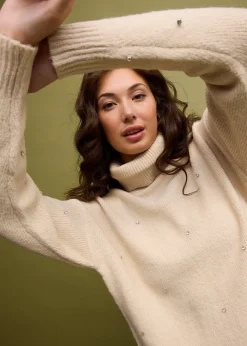 Pull col roulé avec strass