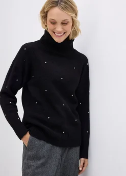 Pull col roulé avec strass