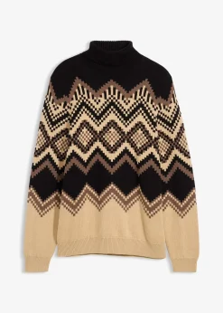 Pull col roulé doux à motif ikat