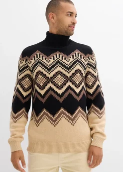 Pull col roulé doux à motif ikat