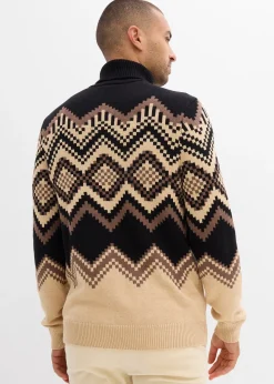 Pull col roulé doux à motif ikat