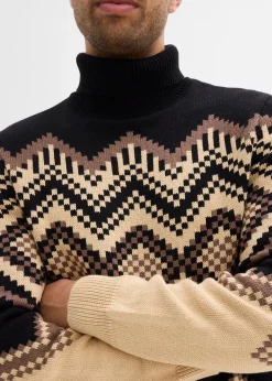 Pull col roulé doux à motif ikat