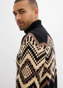 Pull col roulé doux à motif ikat