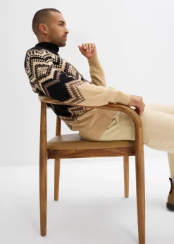 Pull col roulé doux à motif ikat