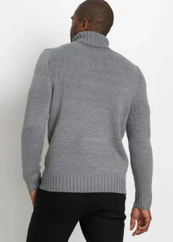 Pull col roulé en maille torsadée