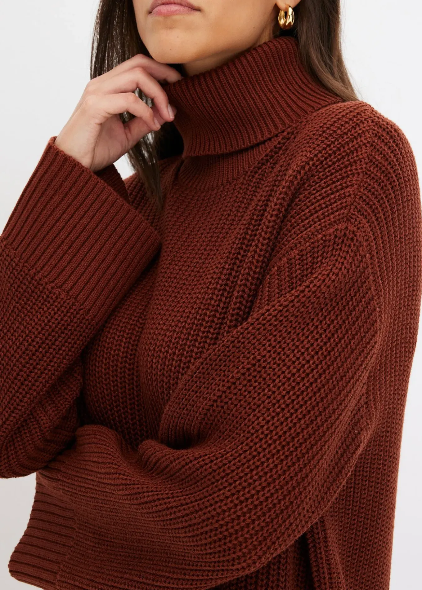 Pull col roulé oversize en coton mélangé