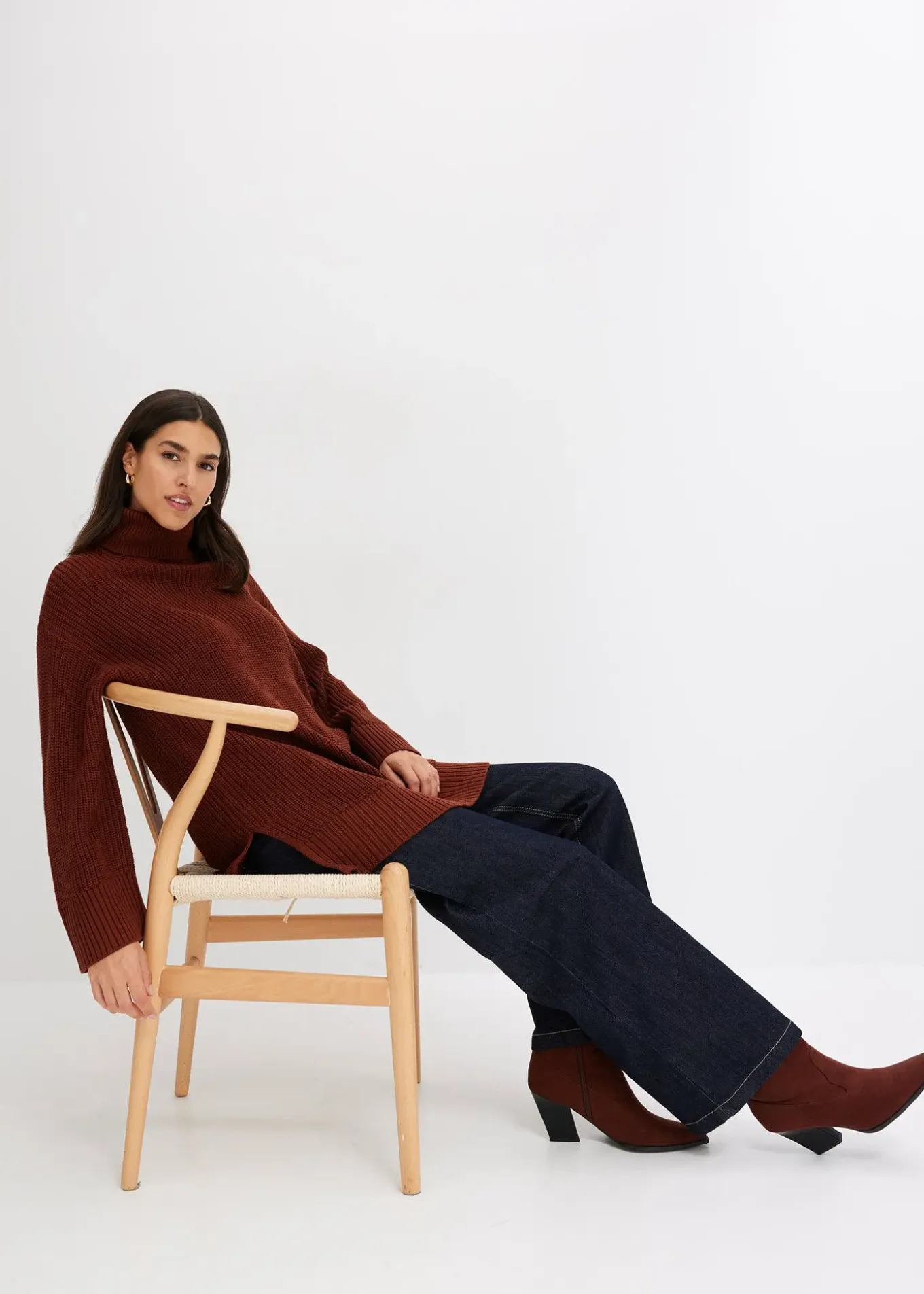 Pull col roulé oversize en coton mélangé