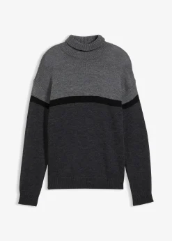 Pull col roulé style color-block