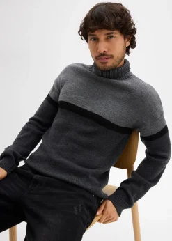 Pull col roulé style color-block