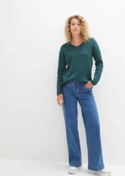 Pull col V en maille milano côtelée