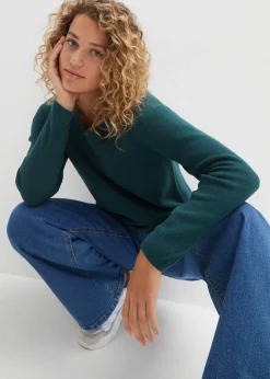 Pull col V en maille milano côtelée