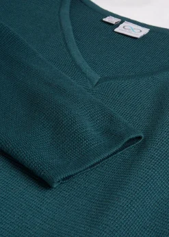 Pull col V en maille milano côtelée