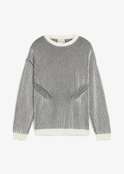 Pull côtelé ample en coton mélangé