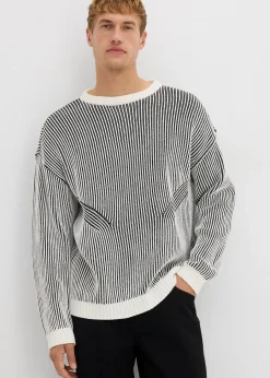 Pull côtelé ample en coton mélangé