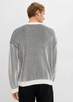 Pull côtelé ample en coton mélangé