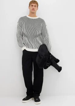 Pull côtelé ample en coton mélangé