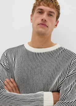 Pull côtelé ample en coton mélangé