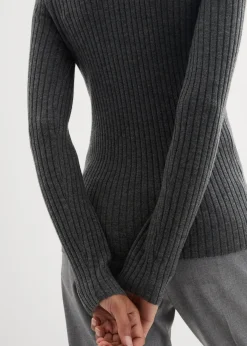 Pull côtelé en laine mérinos