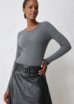 Pull côtelé en laine mérinos