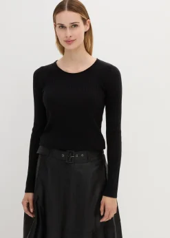 Pull côtelé en laine mérinos