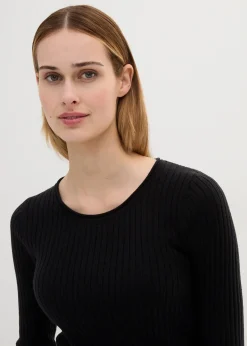 Pull côtelé en laine mérinos