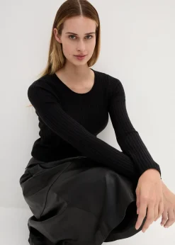 Pull côtelé en laine mérinos