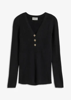 Pull côtelé en viscose mélangée