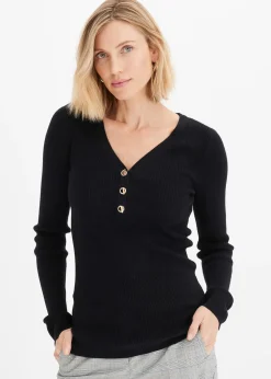 Pull côtelé en viscose mélangée