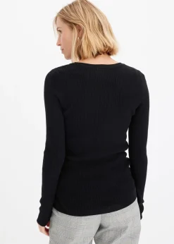 Pull côtelé en viscose mélangée