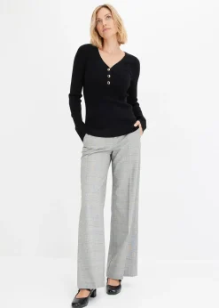 Pull côtelé en viscose mélangée