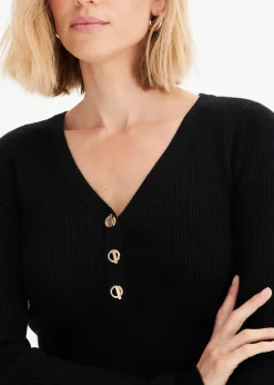 Pull côtelé en viscose mélangée