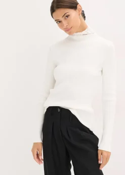 Pull côtelé en viscose mélangée fluide