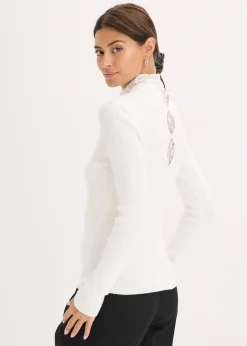 Pull côtelé en viscose mélangée fluide