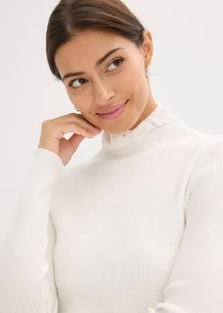 Pull côtelé en viscose mélangée fluide