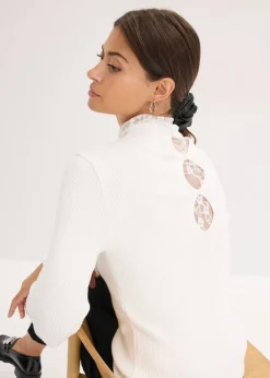 Pull côtelé en viscose mélangée fluide