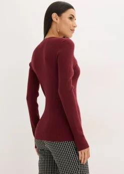 Pull côtelé en viscose mélangée