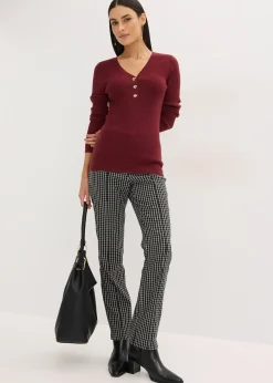 Pull côtelé en viscose mélangée