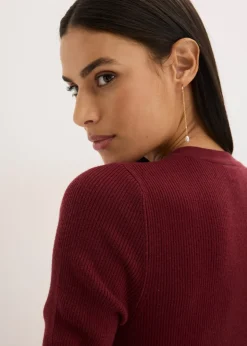 Pull côtelé en viscose mélangée